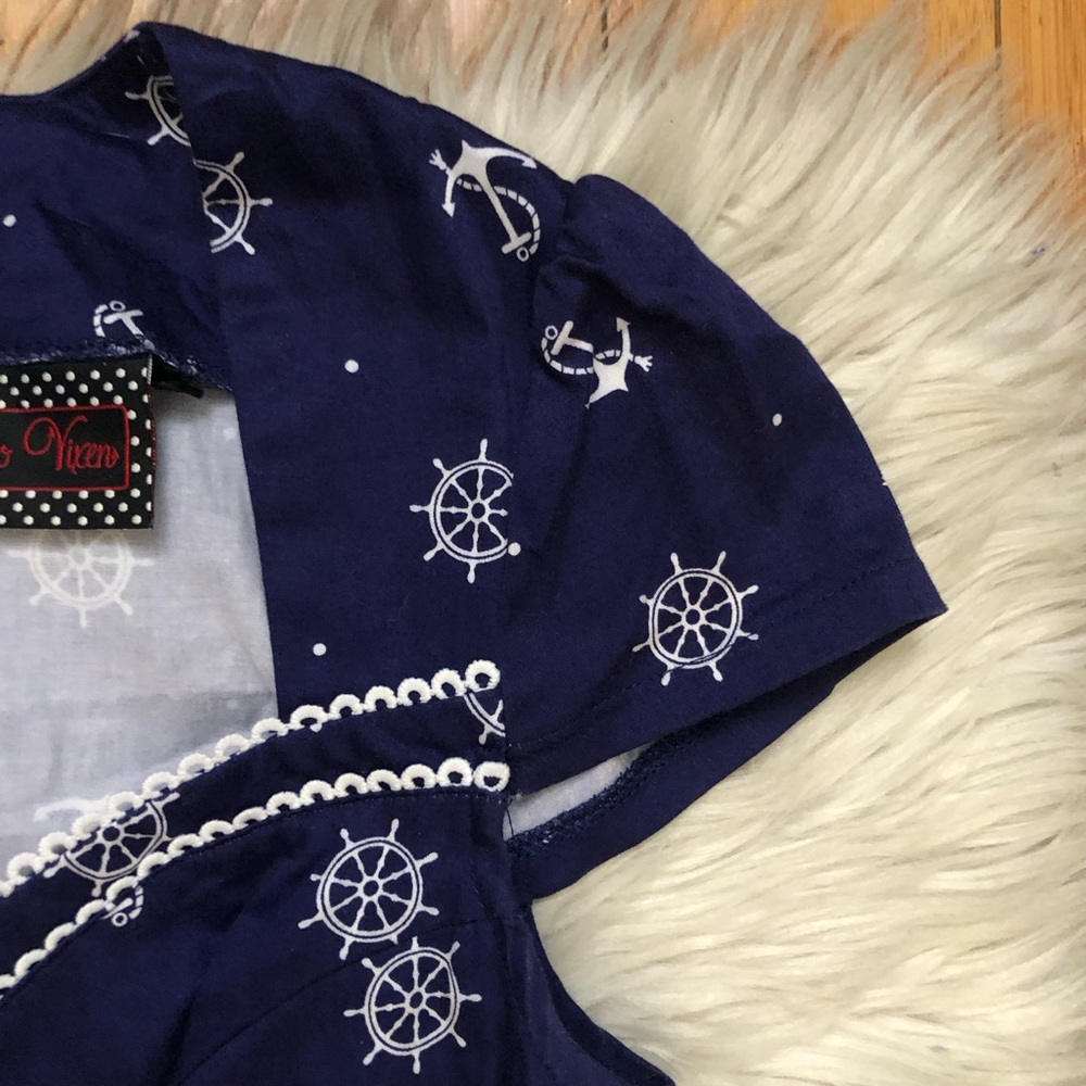Voodoo Vixen Retro Sailor Nautical Novelty Anchor Sweetheart Navy Dress size 2 - Picture 5 of 10